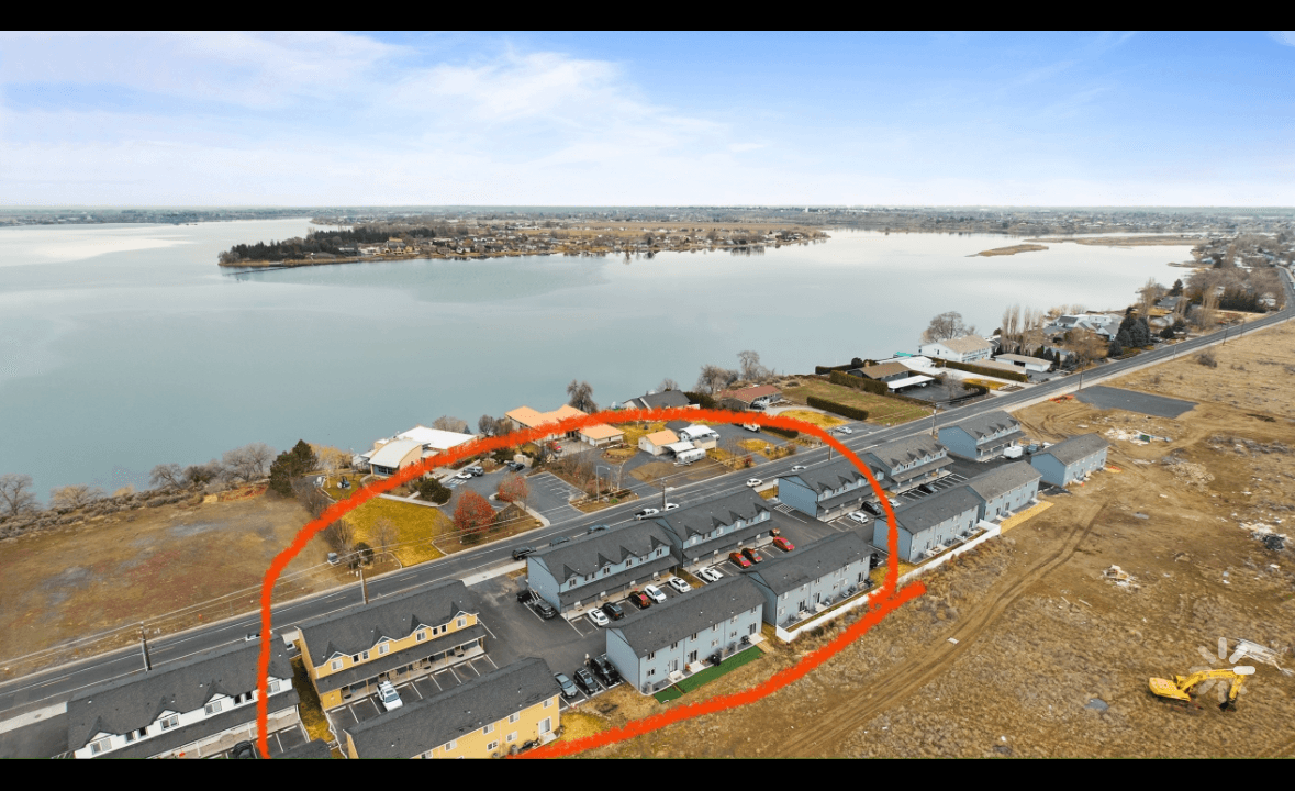 Marina Shore Villas exterior — new construction Moses Lake townhomes from the street