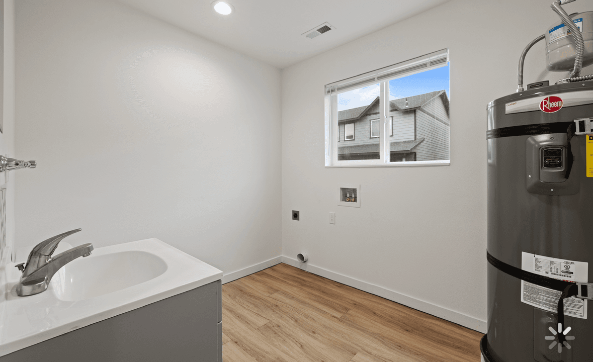 Bedroom interior with closet detail in a Marina Shore Villas townhome